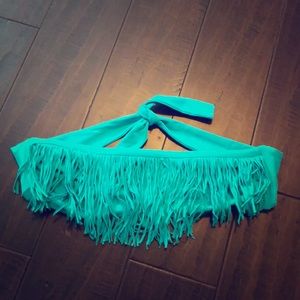 L Space fringe swimsuit top